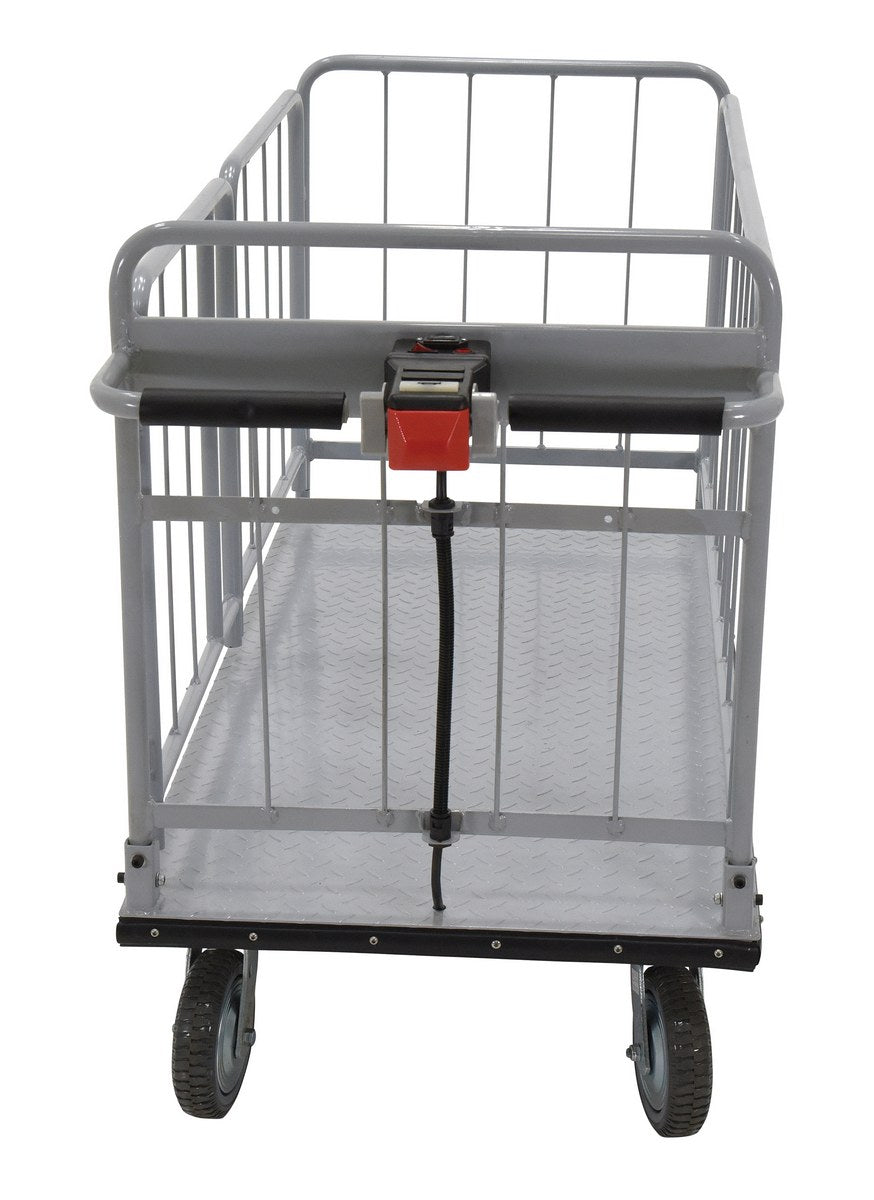 Steel Electric Material Handling Cart with Sides 28 In. x 60 In. 1500 Lb. Capacity Gray