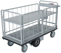 Thumbnail for Steel Electric Material Handling Cart with Sides 1 Shelf 28 In. x 60 In. 500 Lb. Capacity Gray