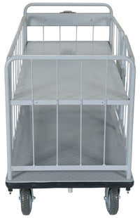 Thumbnail for Steel Electric Material Handling Cart with Sides 1 Shelf 28 In. x 60 In. 500 Lb. Capacity Gray