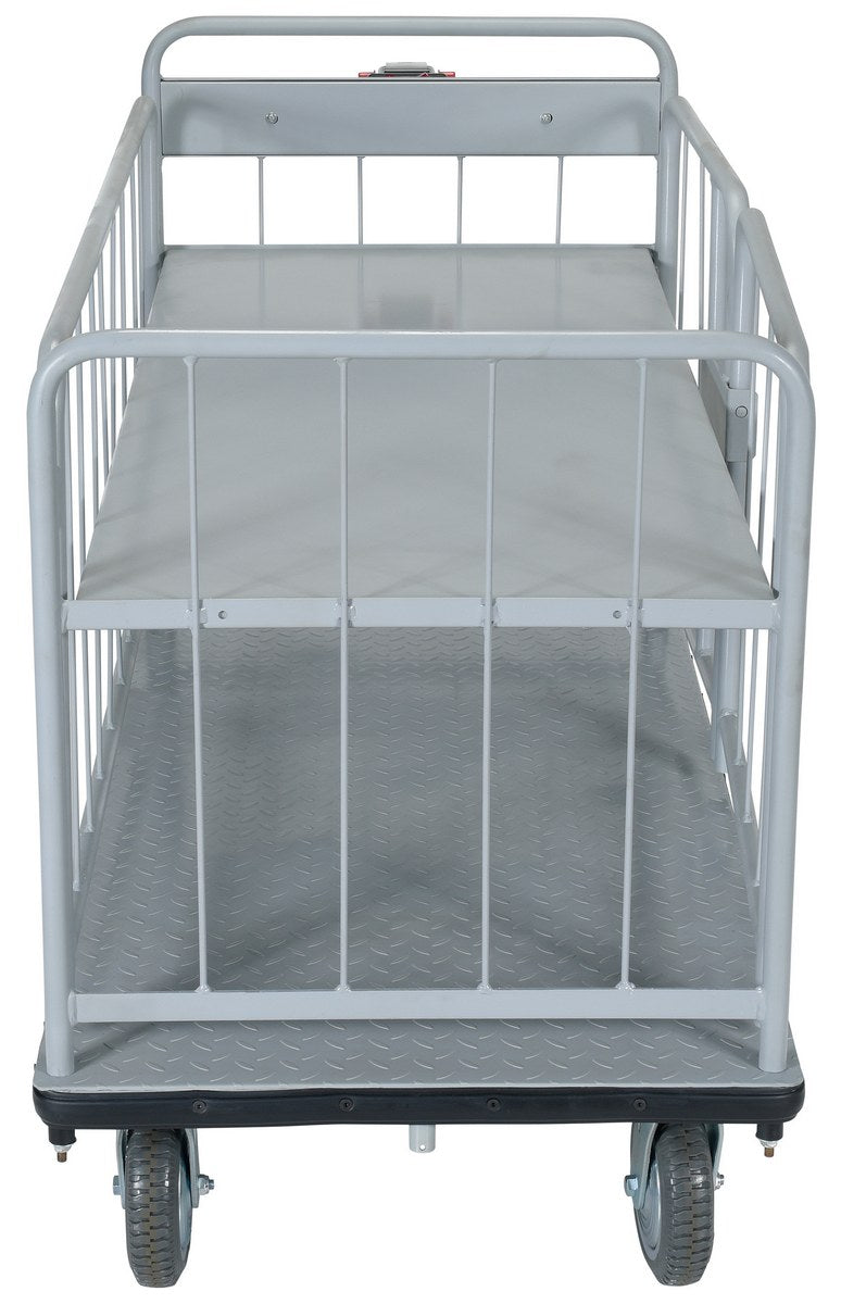 Steel Electric Material Handling Cart with Sides 1 Shelf 28 In. x 60 In. 500 Lb. Capacity Gray