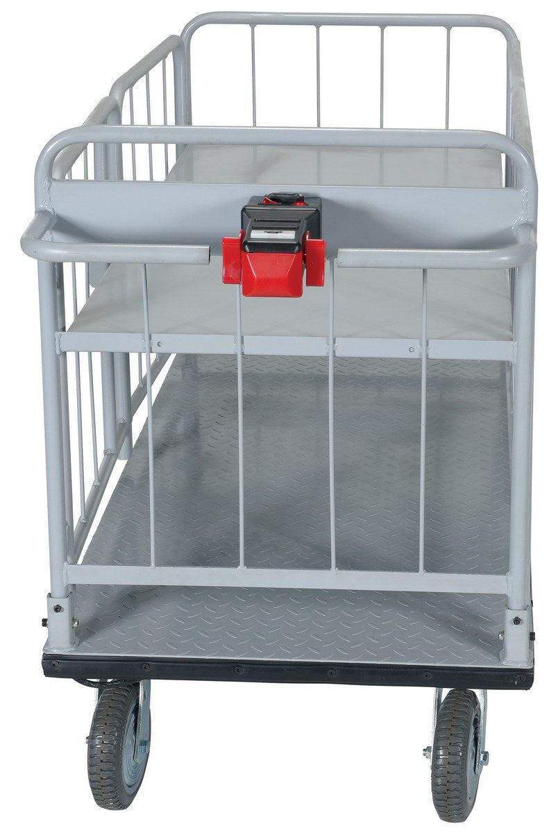 Steel Electric Material Handling Cart with Sides 1 Shelf 28 In. x 60 In. 500 Lb. Capacity Gray
