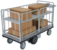 Thumbnail for Steel Electric Material Handling Cart with Sides 1 Shelf 28 In. x 60 In. 500 Lb. Capacity Gray