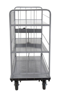 Thumbnail for Steel Electric Material Handling Cart with Sides 2 Shelves 28 In. x 60 In. 500 Lb. Capacity Gray