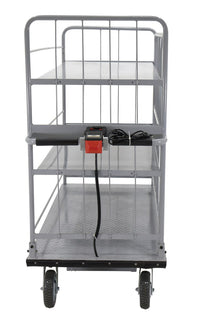 Thumbnail for Steel Electric Material Handling Cart with Sides 2 Shelves 28 In. x 60 In. 500 Lb. Capacity Gray