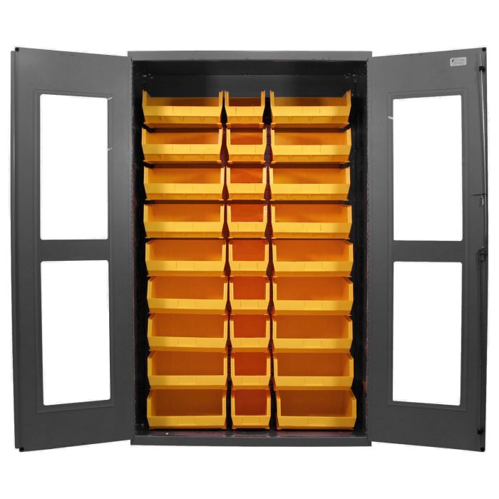 Access Control Clear-View Cabinet, Full Bins, 48×78″
