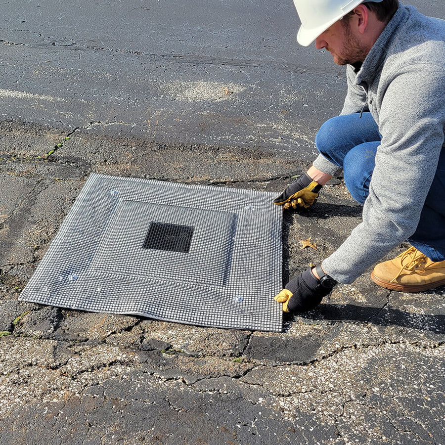 Oil-Absorbing Grate Guardian, Spilltration® Material, Above-Grate Filter, Gray - 30x30 (76.2x76.2) LxW in. (cm.)