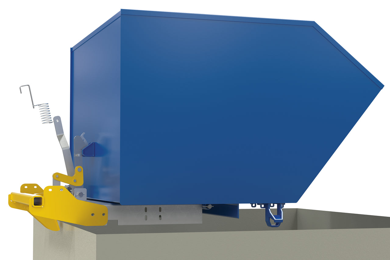 Steel Heavy Duty Bump & Dump Hopper 1-1/2 Cubic Yard 6,000 Lb. Capacity Blue