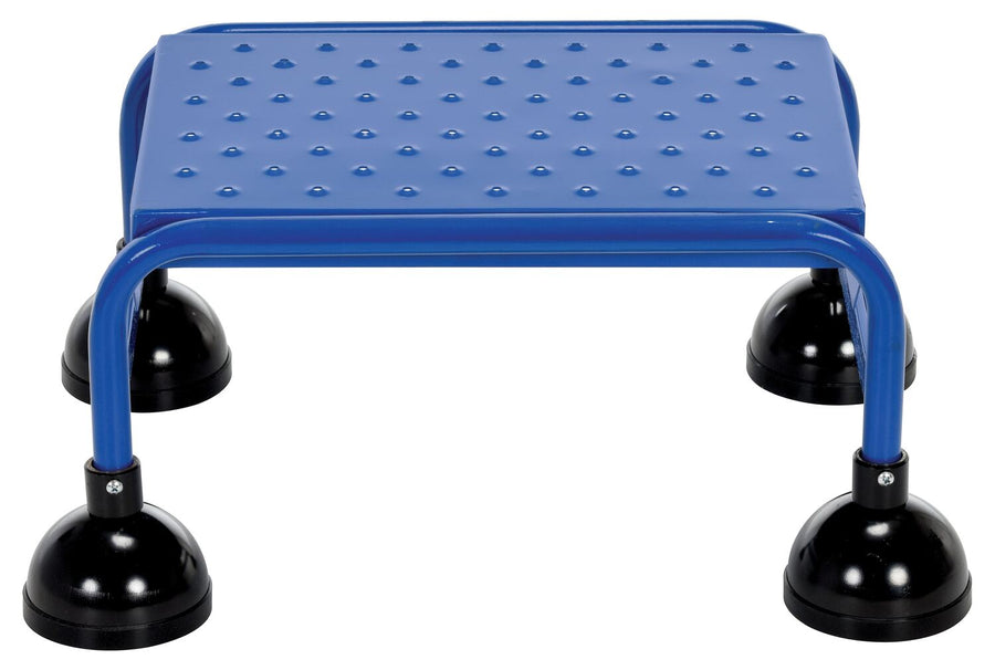 Perforated 1 Step Commercial Spring Loaded Rolling Ladder - Blue