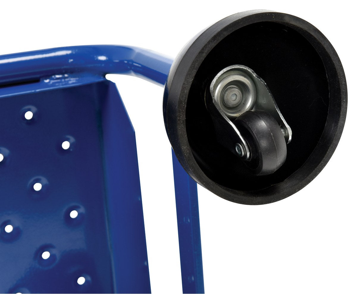 Perforated 1 Step Commercial Spring Loaded Rolling Ladder - Blue