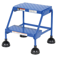 Thumbnail for Perforated 2 Step Commercial Spring Loaded Rolling Ladder - Blue