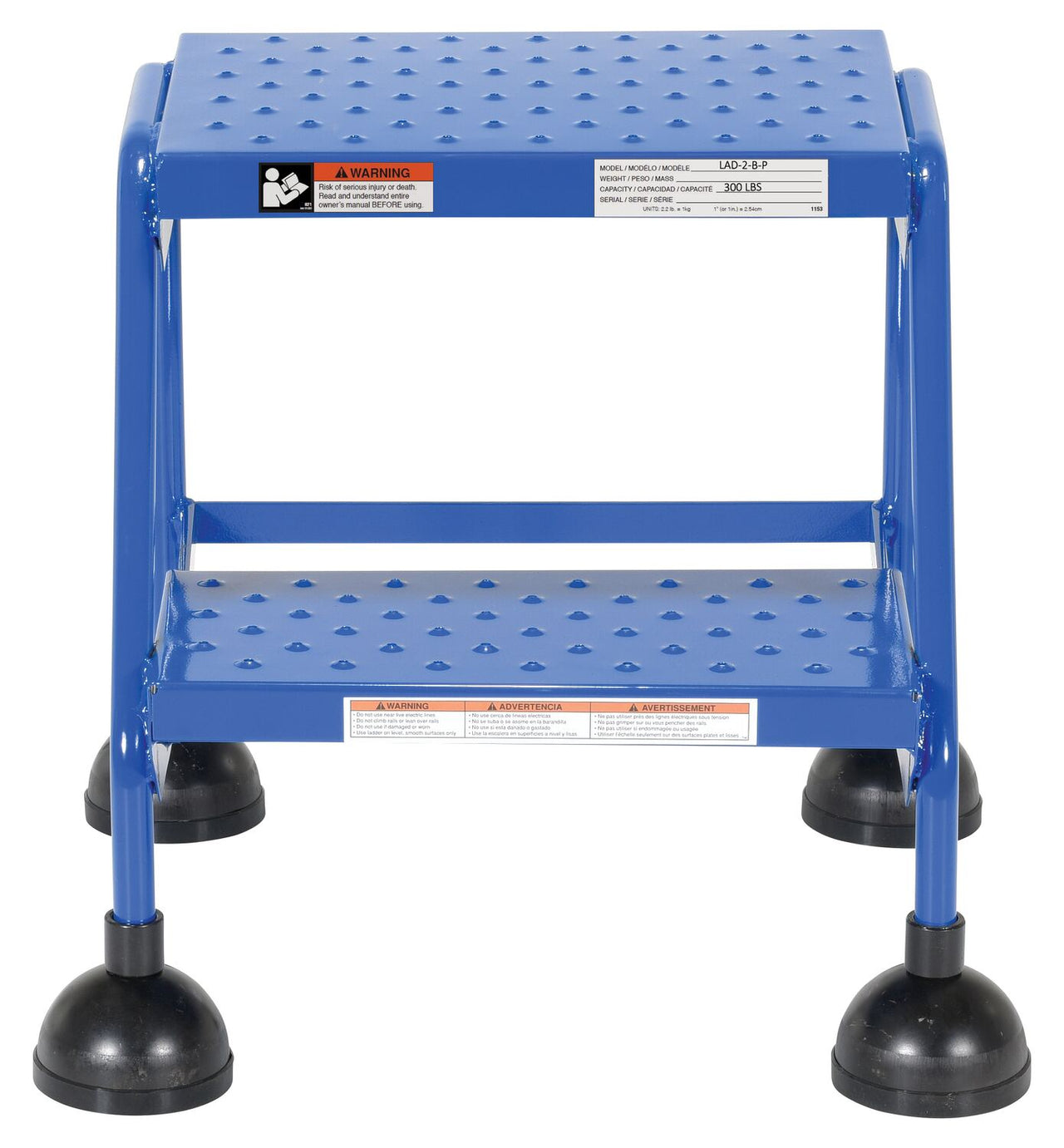 Perforated 2 Step Commercial Spring Loaded Rolling Ladder - Blue