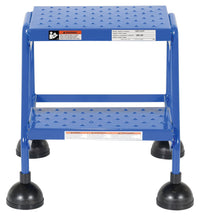 Thumbnail for Perforated 2 Step Commercial Spring Loaded Rolling Ladder - Blue