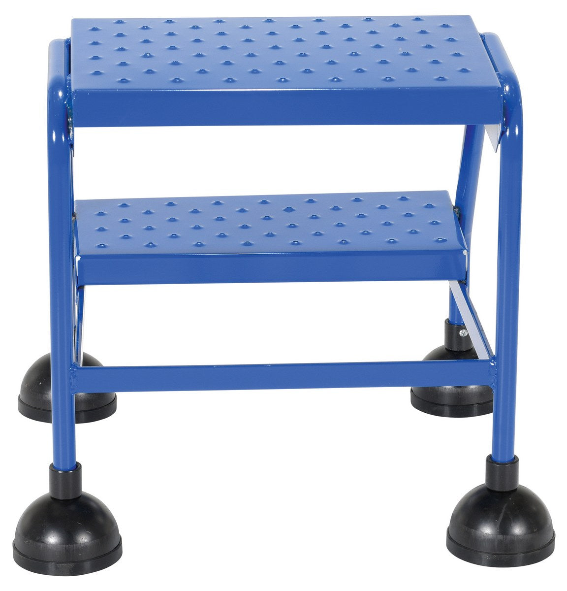 Perforated 2 Step Commercial Spring Loaded Rolling Ladder - Blue