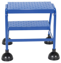 Thumbnail for Perforated 2 Step Commercial Spring Loaded Rolling Ladder - Blue