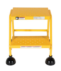 Thumbnail for Perforated 2 Step Commercial Spring Loaded Rolling Ladder - Yellow
