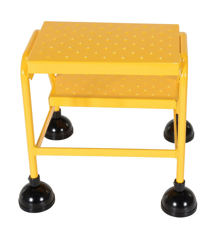 Perforated 2 Step Commercial Spring Loaded Rolling Ladder - Yellow