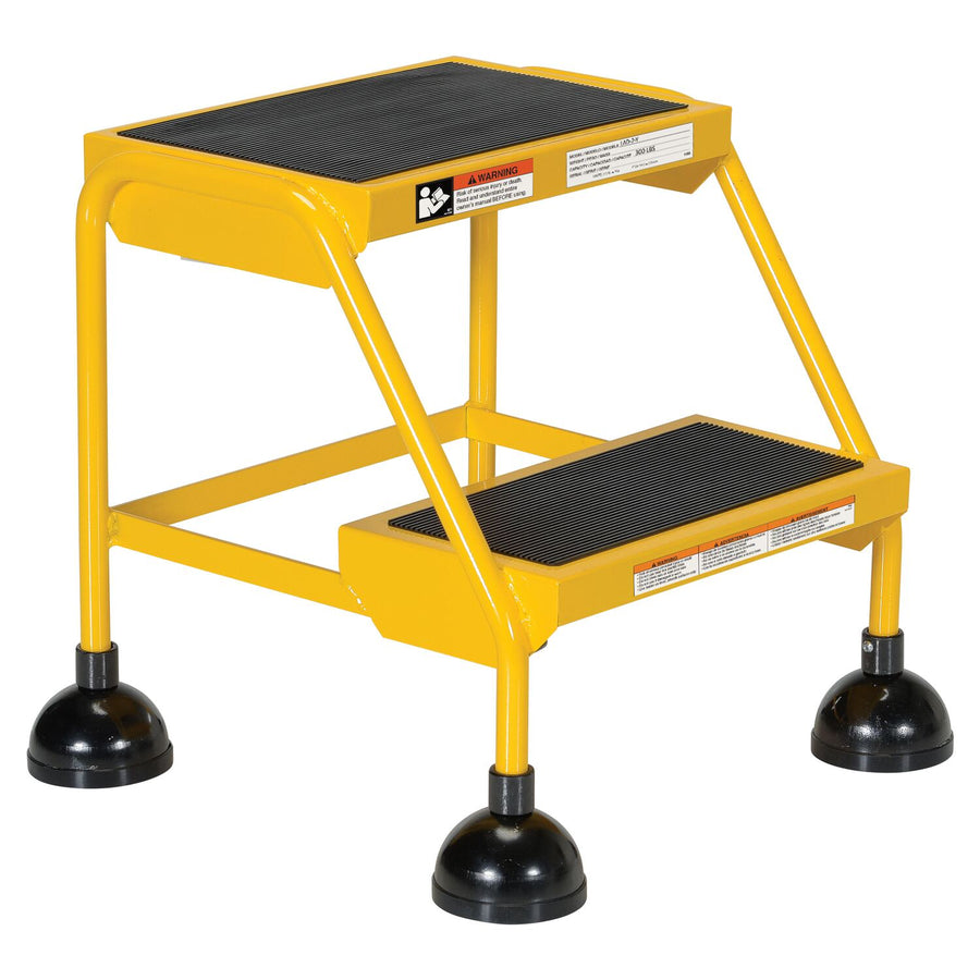 2 Step Commercial Spring Loaded Rolling Ladder - Yellow