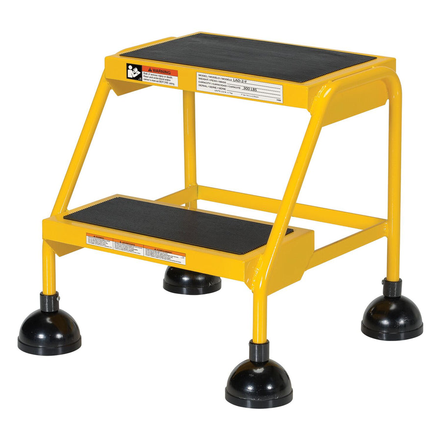 2 Step Commercial Spring Loaded Rolling Ladder - Yellow
