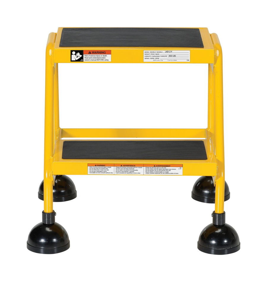 2 Step Commercial Spring Loaded Rolling Ladder - Yellow