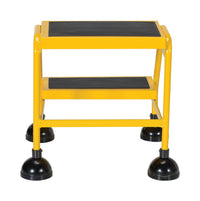Thumbnail for 2 Step Commercial Spring Loaded Rolling Ladder - Yellow