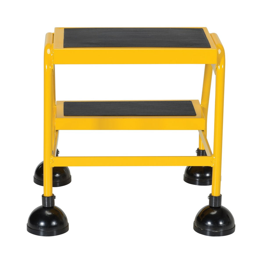 2 Step Commercial Spring Loaded Rolling Ladder - Yellow