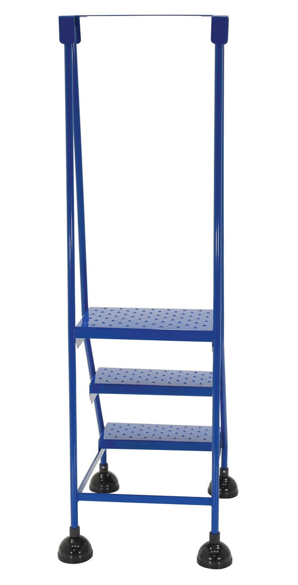 Perforated 3 Step Commercial Spring Loaded Rolling Ladder - Blue