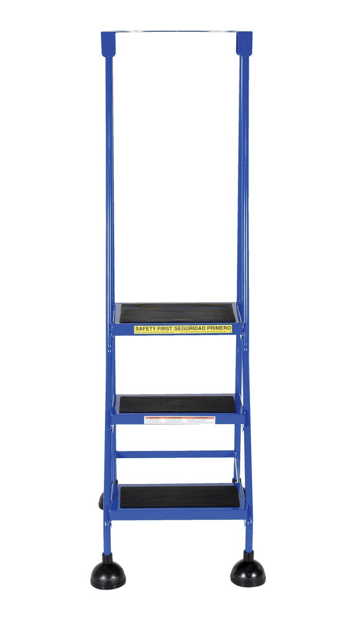 3 Step Commercial Spring Loaded Rolling Ladder - Blue