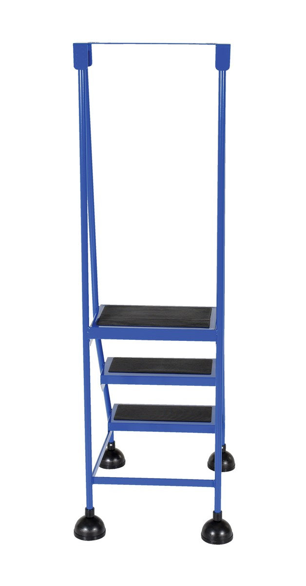 3 Step Commercial Spring Loaded Rolling Ladder - Blue