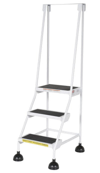 Thumbnail for 3 Step Commercial Spring Loaded Rolling Ladder - White