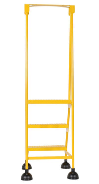 Thumbnail for Perforated 3 Step Commercial Spring Loaded Rolling Ladder - Yellow