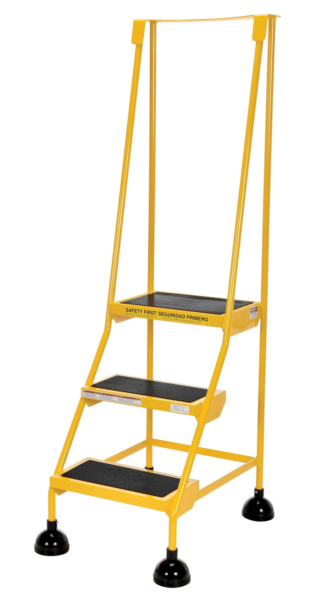 3 Step Commercial Spring Loaded Rolling Ladder - Yellow