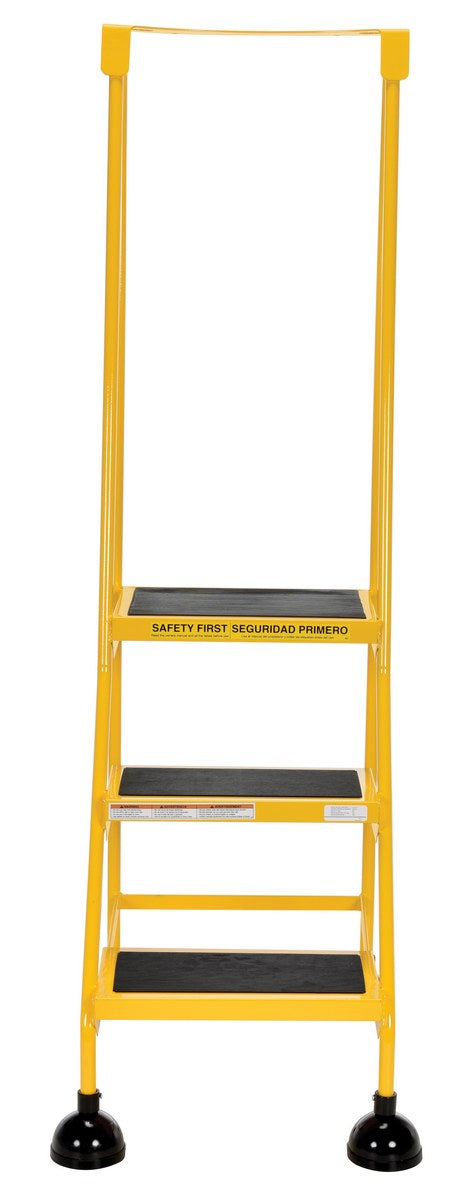 3 Step Commercial Spring Loaded Rolling Ladder - Yellow