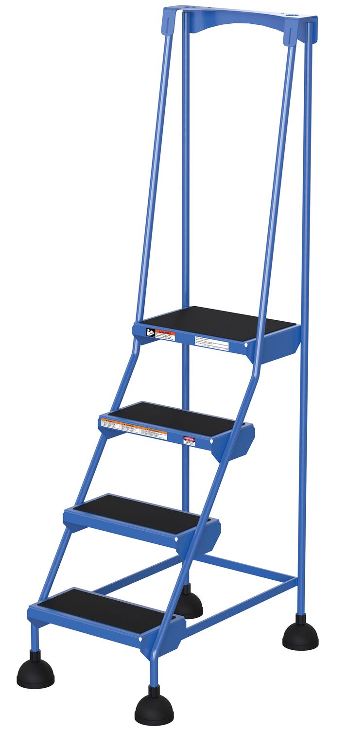 4 Step Commercial Spring Loaded Rolling Ladder - Blue