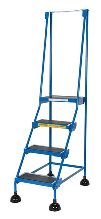Thumbnail for 4 Step Commercial Spring Loaded Rolling Ladder - Blue
