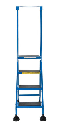 Thumbnail for 4 Step Commercial Spring Loaded Rolling Ladder - Blue