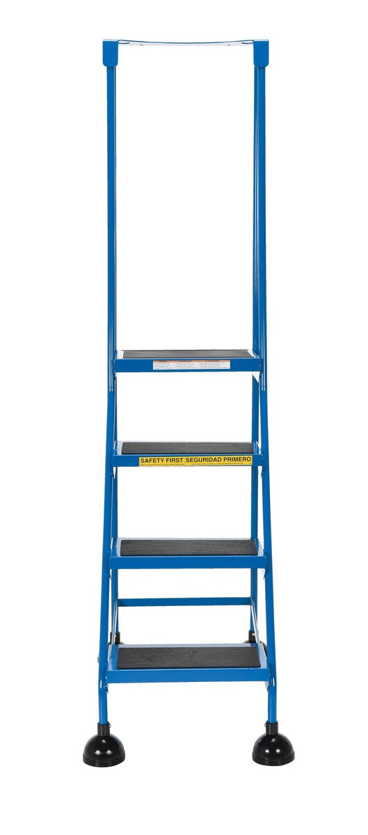 4 Step Commercial Spring Loaded Rolling Ladder - Blue