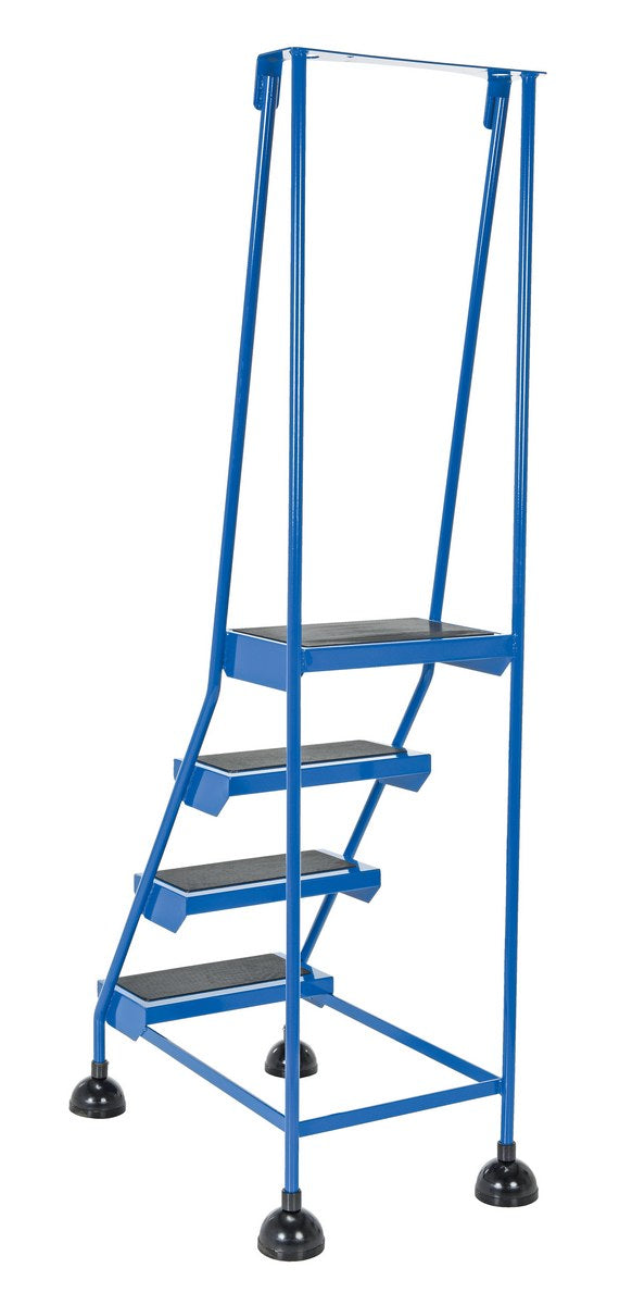 4 Step Commercial Spring Loaded Rolling Ladder - Blue