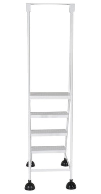 Thumbnail for Perforated 4 Step Commercial Spring Loaded Rolling Ladder - White