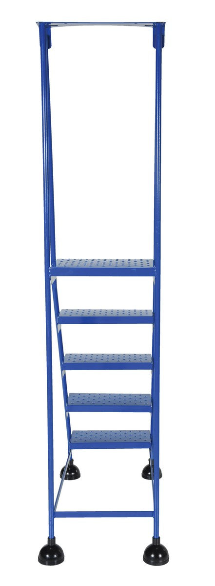 Perforated 5 Step Commercial Spring Loaded Rolling Ladder - Blue