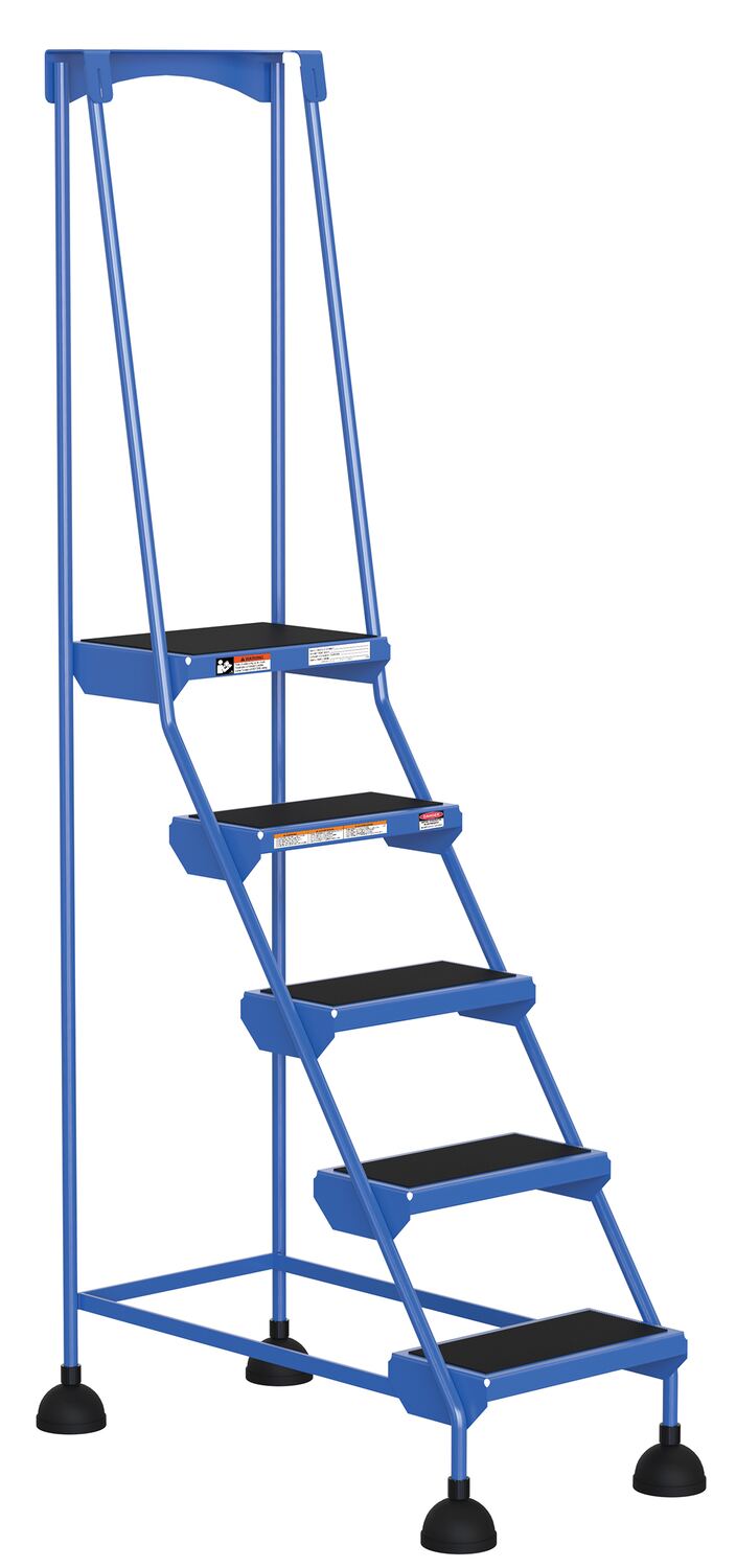 5 Step Commercial Spring Loaded Rolling Ladder - Blue