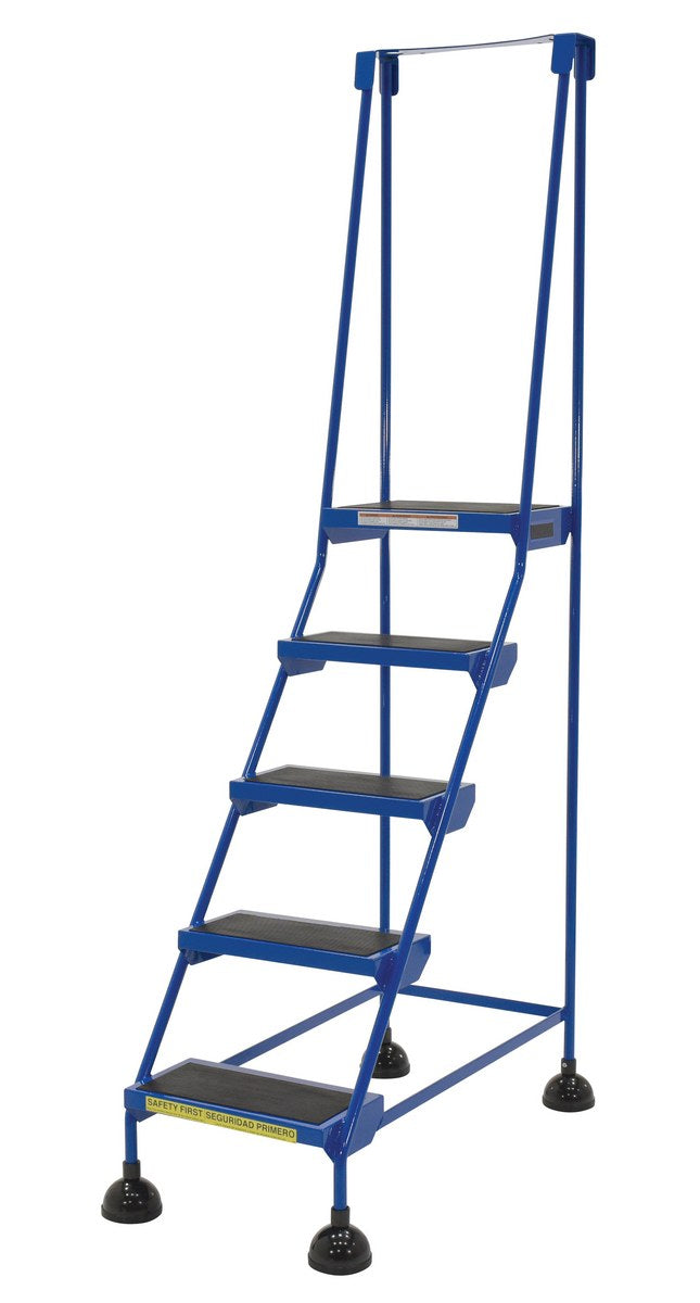 5 Step Commercial Spring Loaded Rolling Ladder - Blue
