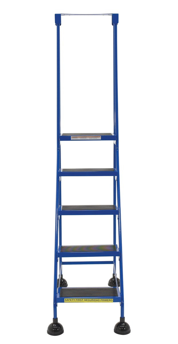 5 Step Commercial Spring Loaded Rolling Ladder - Blue