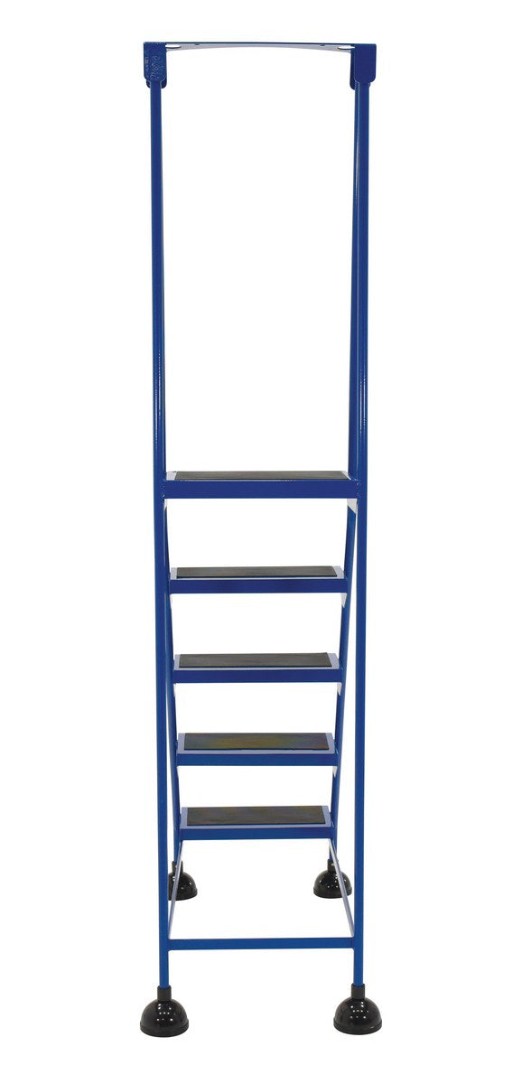 5 Step Commercial Spring Loaded Rolling Ladder - Blue