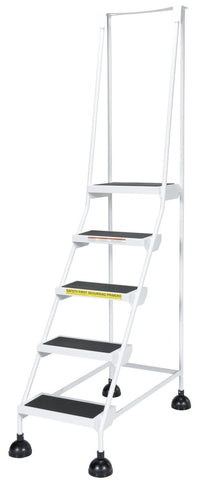 Thumbnail for 5 Step Commercial Spring Loaded Rolling Ladder - White
