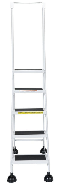 Thumbnail for 5 Step Commercial Spring Loaded Rolling Ladder - White