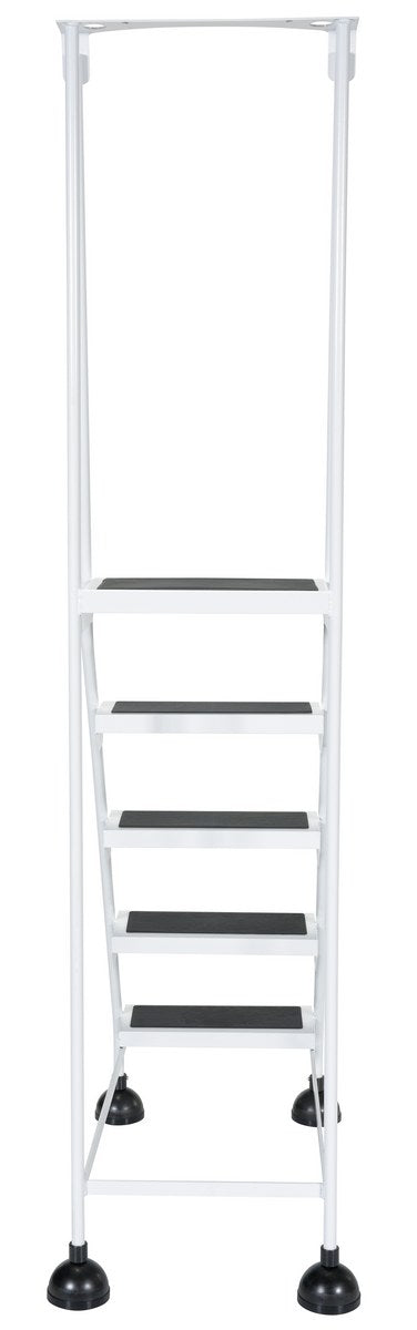 5 Step Commercial Spring Loaded Rolling Ladder - White