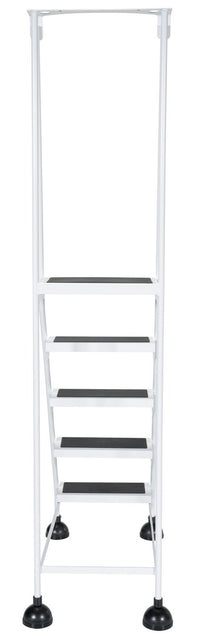 Thumbnail for 5 Step Commercial Spring Loaded Rolling Ladder - White