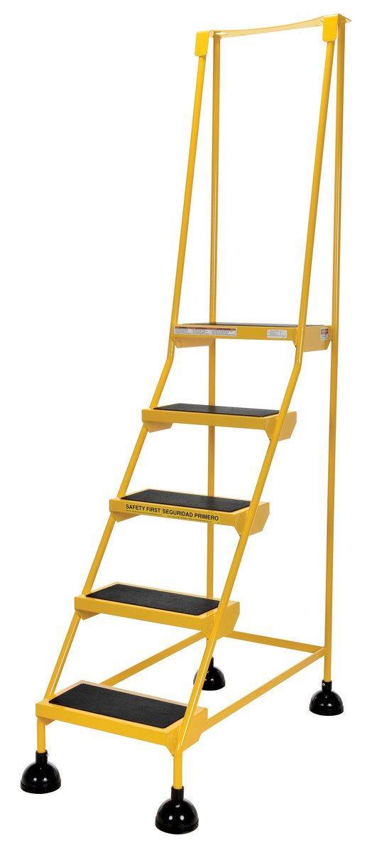 5 Step Commercial Spring Loaded Rolling Ladder - Yellow