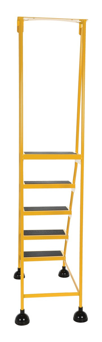 5 Step Commercial Spring Loaded Rolling Ladder - Yellow