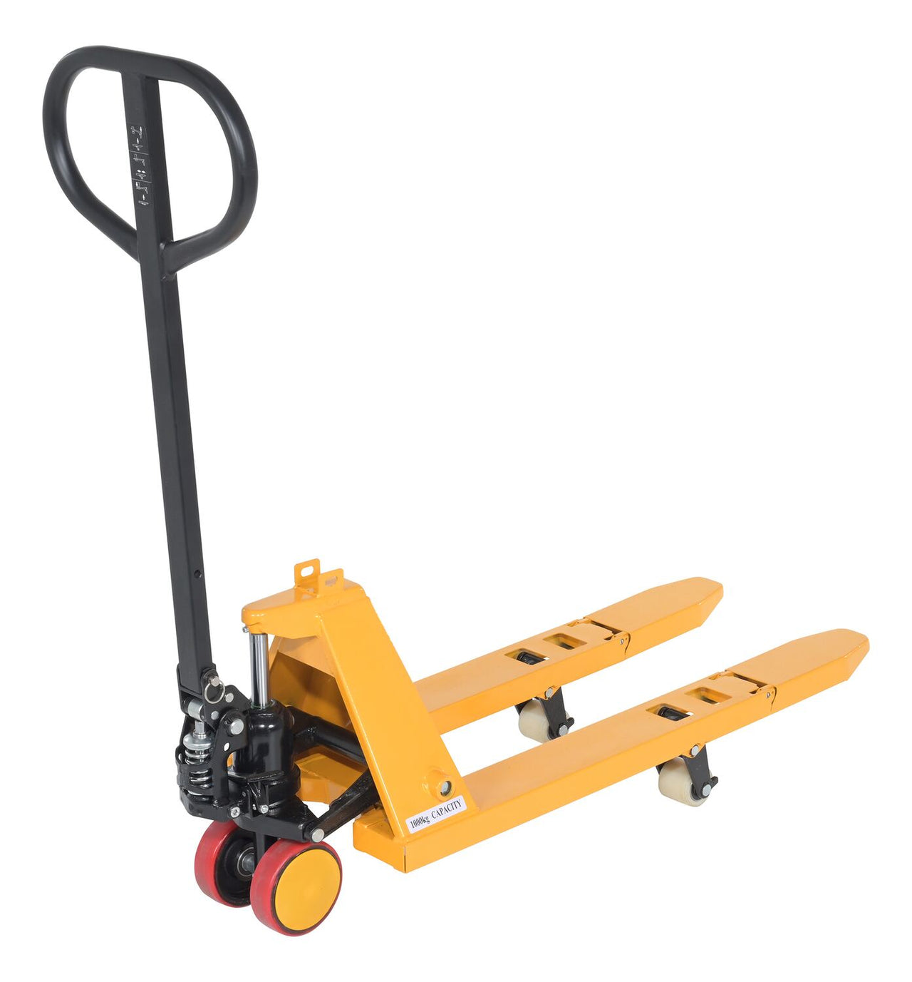 Steel Mini Hand Pallet Truck Fold Down 45 In. x 15 In. x 45 In. 1100 Lb. Capacity Yellow